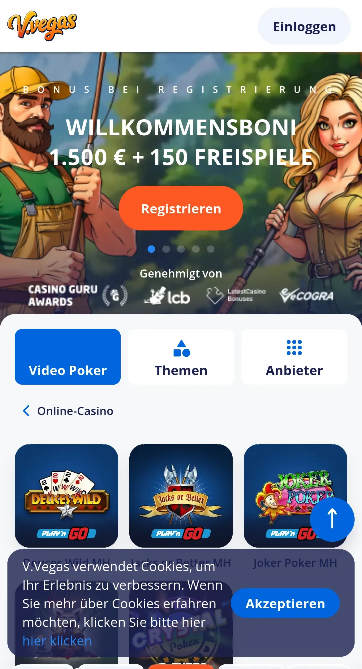 Mobile homepage